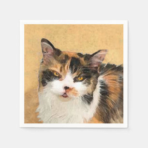 Calico Cat Painting - Cute Original Cat Art Napkins