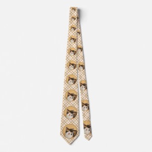 Calico Cat Painting - Cute Original Cat Art Neck Tie