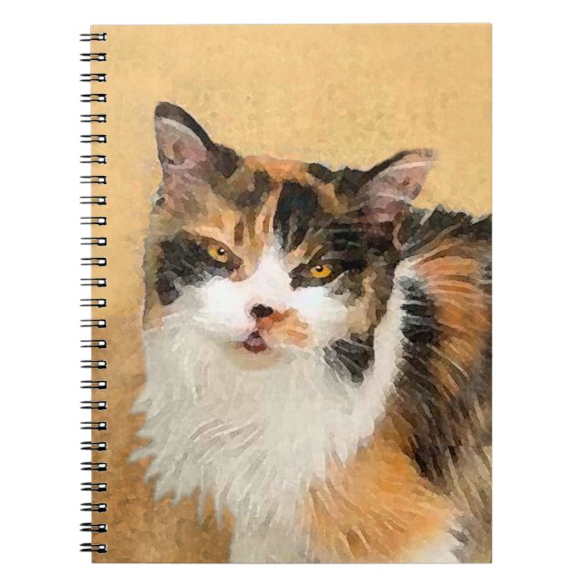 Calico Cat Painting - Cute Original Cat Art Notebook (Front)