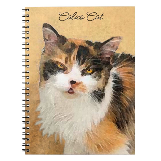 Calico Cat Painting - Cute Original Cat Art Notebook (Front)