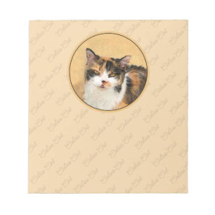 Calico Cat Painting - Cute Original Cat Art Notepad