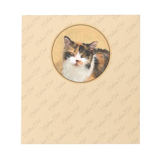 Calico Cat Painting - Cute Original Cat Art Notepad (Front)