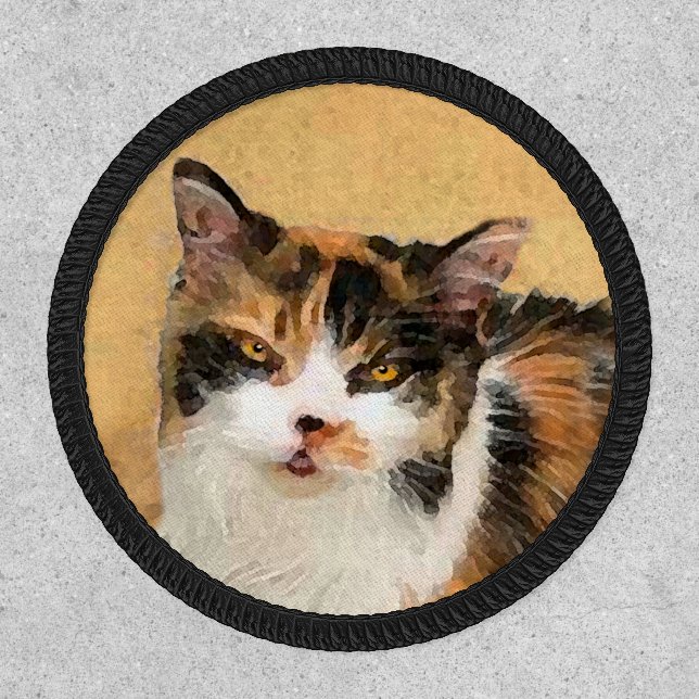 Calico Cat Painting - Cute Original Cat Art Patch (Front)