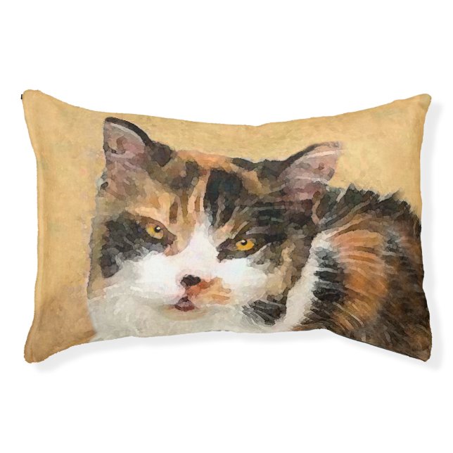Calico Cat Painting - Cute Original Cat Art Pet Bed (Front)