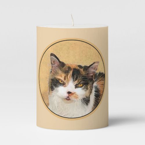 Calico Cat Painting _ Cute Original Cat Art Pillar Candle