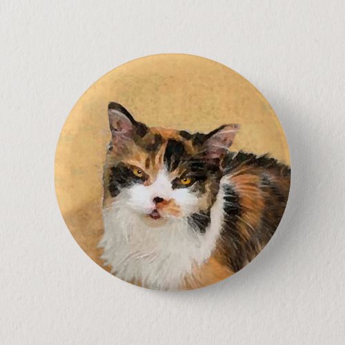 Calico Cat Painting _ Cute Original Cat Art Pinback Button