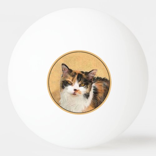 Calico Cat Painting _ Cute Original Cat Art Ping Pong Ball