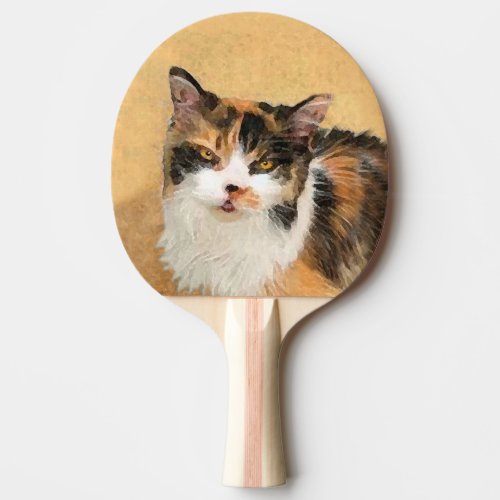 Calico Cat Painting _ Cute Original Cat Art Ping_Pong Paddle
