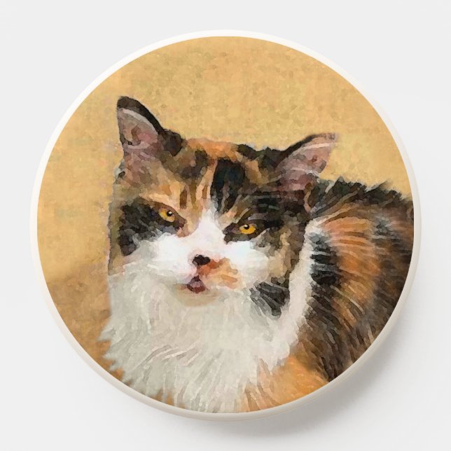 Calico Cat Painting - Cute Original Cat Art PopSocket (Popsocket)