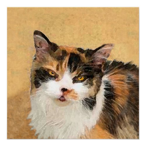 Calico Cat Painting _ Cute Original Cat Art Poster