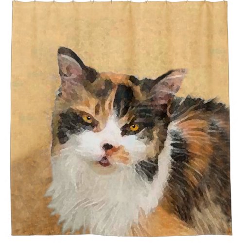 Calico Cat Painting _ Cute Original Cat Art Shower Curtain