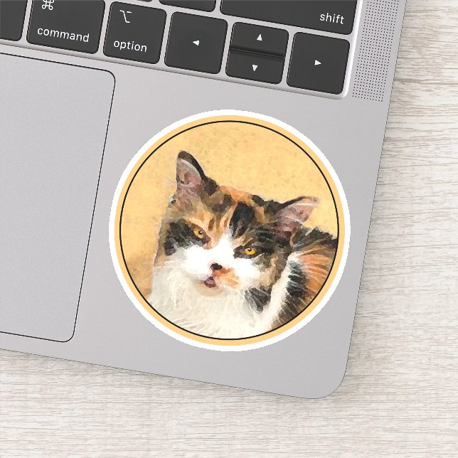 Calico Cat Painting - Cute Original Cat Art Sticker (Detail)
