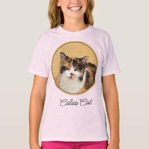 Calico Cat Painting - Cute Original Cat Art T-Shir T-Shirt