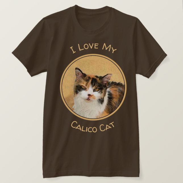 Calico Cat Painting - Cute Original Cat Art T-Shirt (Design Front)