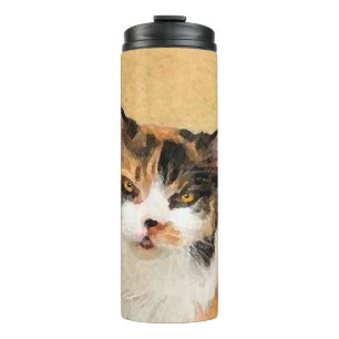 Calico Cat Painting - Cute Original Cat Art Thermal Tumbler