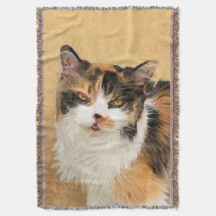 Calico Cat Painting - Cute Original Cat Art Throw Blanket