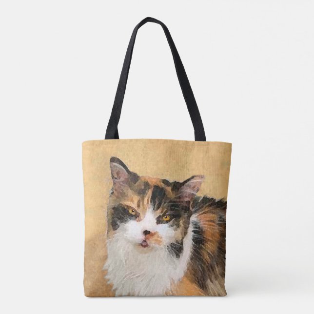 Calico Cat Painting - Cute Original Cat Art Tote Bag (Back)