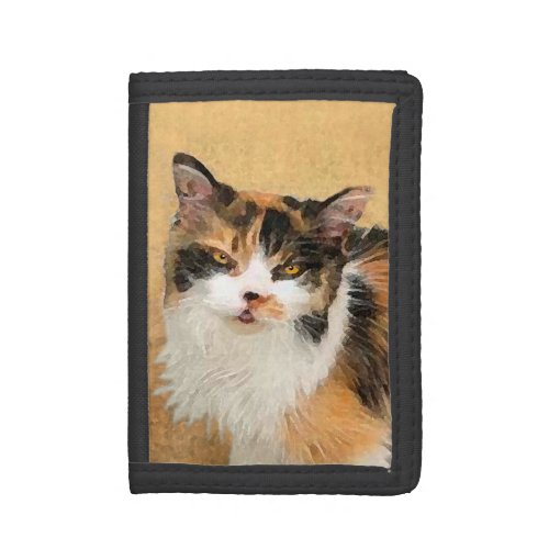 Calico Cat Painting _ Cute Original Cat Art Trifold Wallet