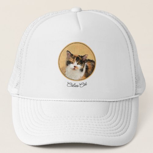 Calico Cat Painting _ Cute Original Cat Art Trucker Hat