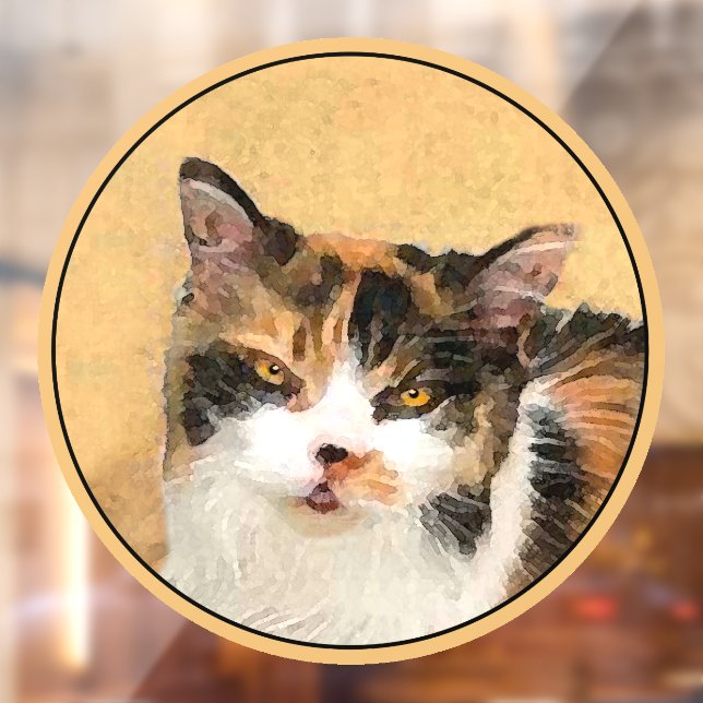Calico Cat Painting - Cute Original Cat Art Window Cling (Sheet 2)