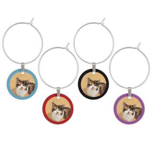 Calico Cat Painting _ Cute Original Cat Art Wine Charm