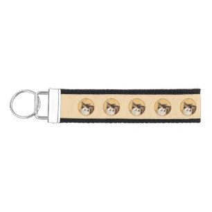 Calico Cat Painting - Cute Original Cat Art Wrist Keychain