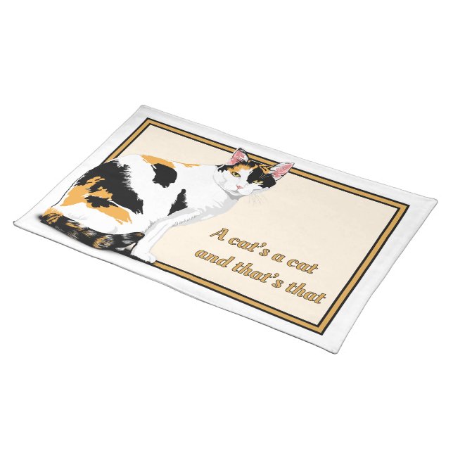 Calico Cat Personalized Cloth Placemat (On Table)