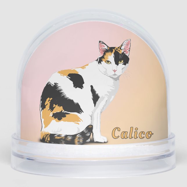 Calico Cat Personalized Snow Globe (Front)