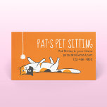 Calico Cat Pet Sitting | Funny Cat | Animal Care Business Card<br><div class="desc">Lazy calico cat with string toy. A fun business card for animal care services including pet sitters, veterinarians, pet stores and more. A cool business card for cat lovers in many professions. This funny kitty design is so cute your clients will want to keep it on display and share it...</div>