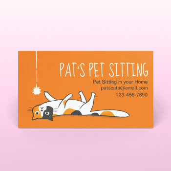 Calico Cat Pet Sitting | Funny Cat | Animal Care Business Card by jennsdoodleworld at Zazzle