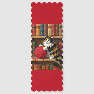 Calico Cat Playing With Yarn On A Bookshelf Bookmarks