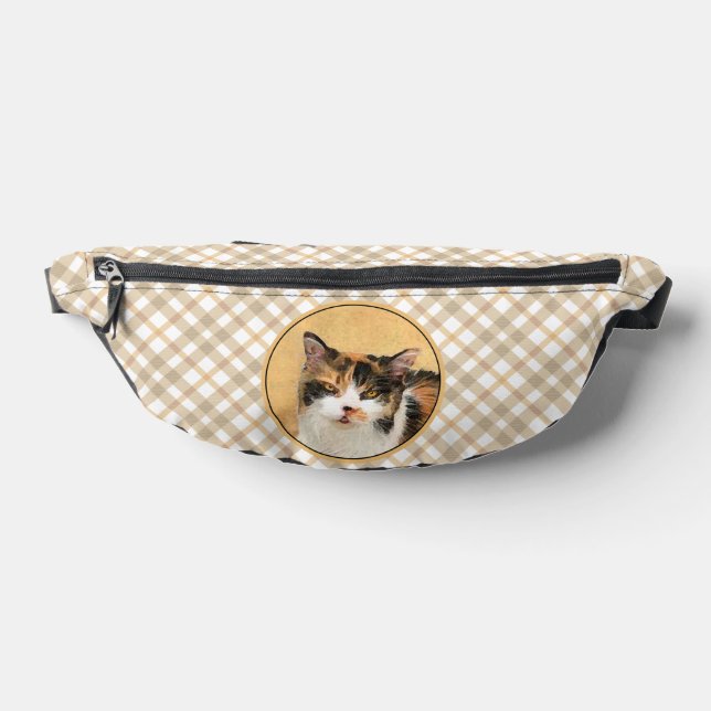 Calico Cat Portrait Painting Cute Original Art Fanny Pack (Lay Down)