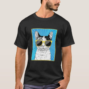 Calico Cat Portrait Pop Art Cat With Sunglasses T-Shirt
