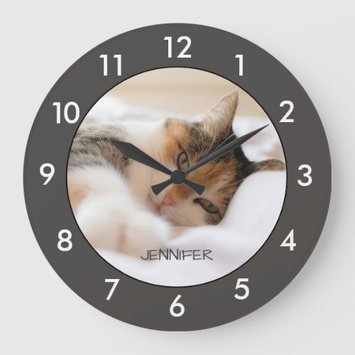Calico Cat Resting Custom Large Clock