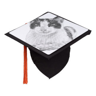 Calico Cat Retro Halftone Graduation Cap Topper