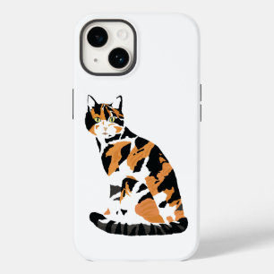 Calico cat sitting Case-Mate iPhone 14 case