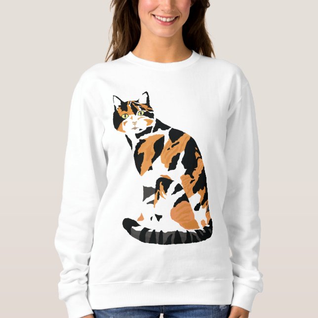 Calico cat sitting sweatshirt (Front)
