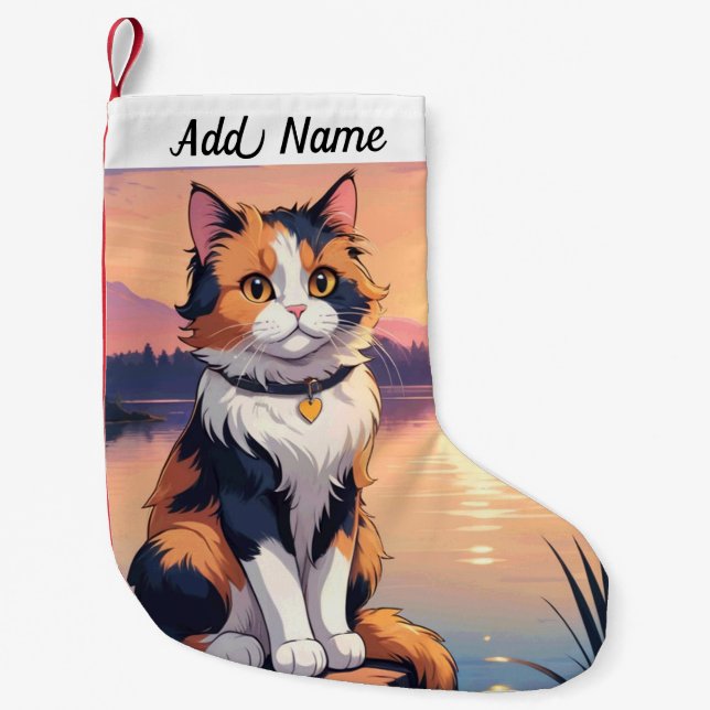 Calico Cat Small Christmas Stocking (Front)