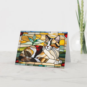 Calico Cat Stained Glass Card