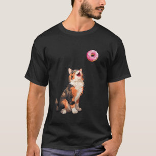 Calico Cat Staring At Donut, Funny Calico Cat T-Shirt