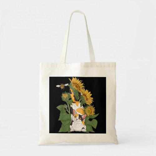 Calico Cat Sunflower Art Noveau cottagecore  Tote Bag