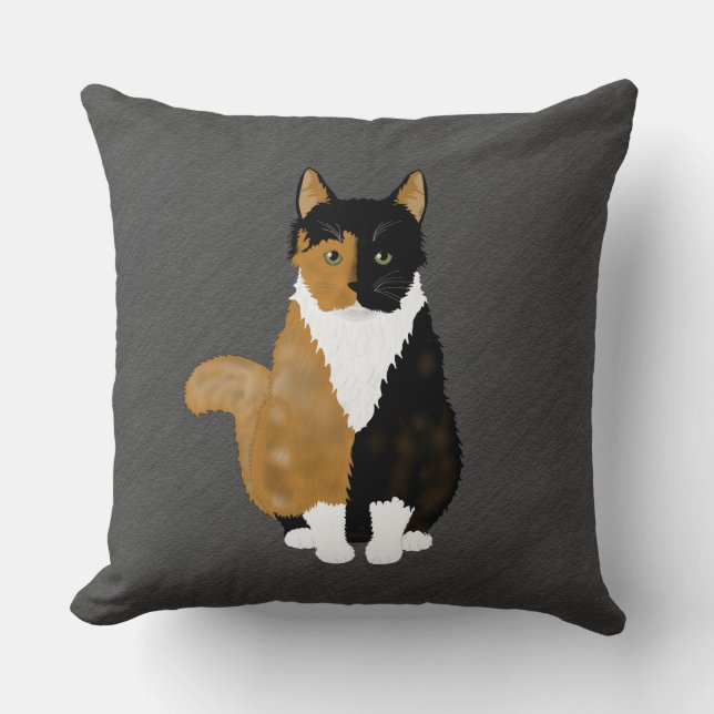 Calico Cat Throw Pillow (Front)
