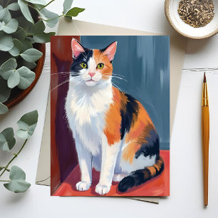 Calico Cat   Watercolor Pretty Kitten Cat Pet Card