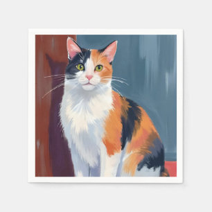 Calico Cat Watercolor Pretty Kitten Cat Pet Napkins