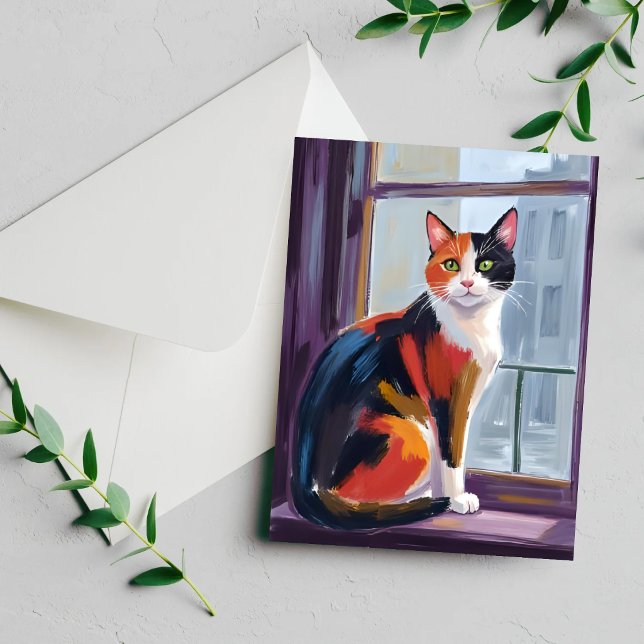 Calico Cat | Watercolor Windowsill Pet Card (Creator Uploaded)