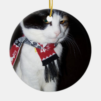 Calico Cat Wearing Scarf Holiday Ornament
