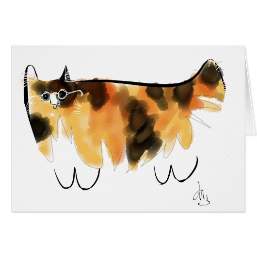 Calico cat with eyeglasses cards (Front Horizontal)