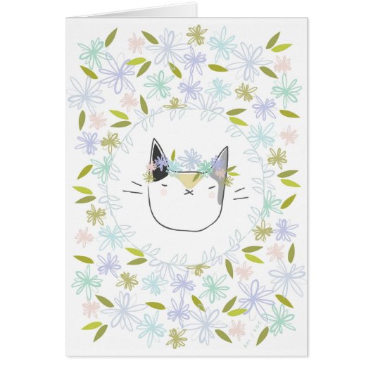 Calico Cat with Wildflowers Cards (Front)
