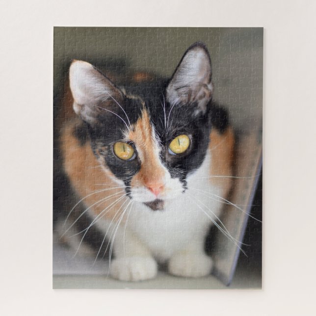 Calico Cat with Yellow Eyes Jigsaw Puzzle (Vertical)
