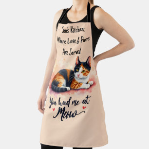 Calico Cat You Had Me at Meow Watercolor Apron